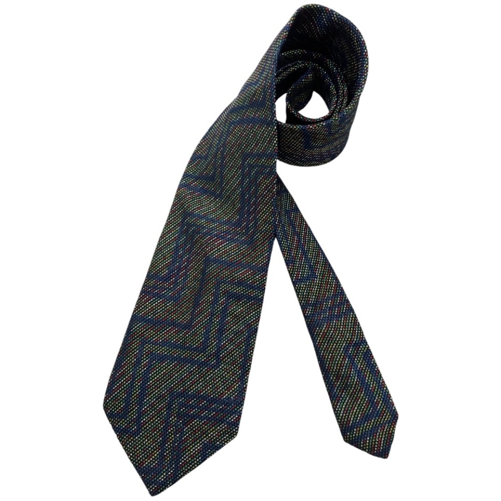 MISSONI Blue/Green Geometric Silk LUXURY Tie ITALY